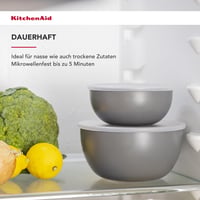 Súprava 4 misiek na prípravu jedla KitchenAid s viečkami – antracitová sivá, 380 ml, 4 ks 4