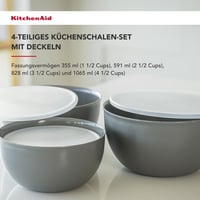 Súprava 4 misiek na prípravu jedla KitchenAid s viečkami – antracitová sivá, 380 ml, 4 ks 2