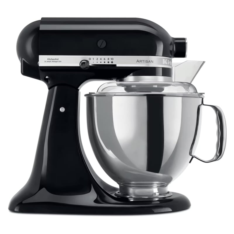 Kuchynský robot KitchenAid Artisan 5KSM175PSEOB 4,8 l, Onyx Black, antikorová misa, miesič cesta s 5 nadstavcami