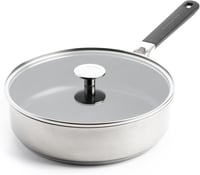 KitchenAid Classic Rozsdamentes Acél Serpenyő 26 cm Kerámia Tapadásmentes Bevonattal, Üvegfedővel, Indukciós, Mosogatógépben Mosható 1