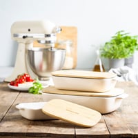 KitchenAid Kerámia Sütőforma Bambusz Fedővel 26cm 1,9L Krém 7