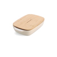 KitchenAid keramička posuda za pečenje s bambusovim poklopcem, 26 cm / 1,9 L - krem boja badema 2
