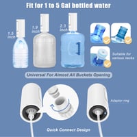 KitchenBoss Elektromos Vízadagoló Pumpa 1-5 Gallonos Palackokhoz, USB Töltéses Hordozható Vízpumpa, Fehér 4