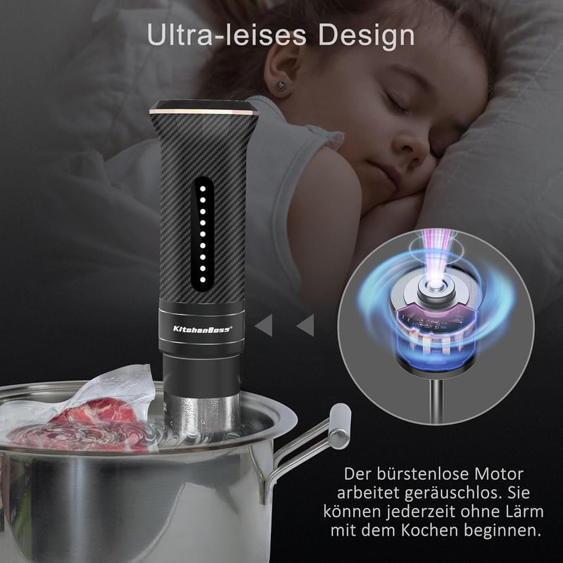 KitchenBoss G300T Sous Vide Gárlófej Precíziós Hőmérsékletes IPX7 Vízálló LED Kijelző
