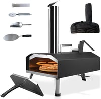 KitchenBoss Hordozható Kerti Pizza Sütő Fa Pellettel, 30,5 cm Pizzakő, Rozsdamentes Acél 1