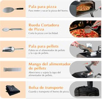 KitchenBoss Hordozható Kerti Pizza Sütő Fa Pellettel, 30,5 cm Pizzakő, Rozsdamentes Acél 5