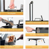 KitchenBoss Hordozható Kerti Pizza Sütő Fa Pellettel, 30,5 cm Pizzakő, Rozsdamentes Acél 4