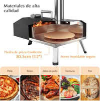 KitchenBoss Hordozható Kerti Pizza Sütő Fa Pellettel, 30,5 cm Pizzakő, Rozsdamentes Acél 6