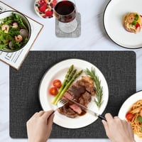 KitchenBoss perivi podmetači za tanjure, set od 6 komada, 43x30 cm i 10x10 cm, toplinski otporni protuklizni podmetači za stol od umjetne kože, svijetlosivi/S 4