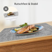 KitchenBoss perivi podmetači za tanjure, set od 6 komada, 43x30 cm i 10x10 cm, toplinski otporni protuklizni podmetači za stol od umjetne kože, svijetlosivi/S 5