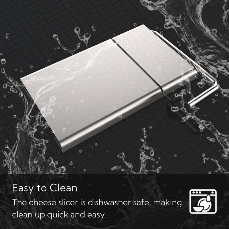 KITCHENDAO Cserélhető Sajtszeletelő Dróttal, Mérőráccsal és Vágódeszkával - Stainless Steel