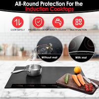 KitchenRaku Nagy Indukciós Védőalátét, Mágneses Szilikon Főzőlap Védő, Karcálló Hőálló Konyhai Alátét Indukciós Tűzhelyhez, 52 x 78 cm, Feke 5