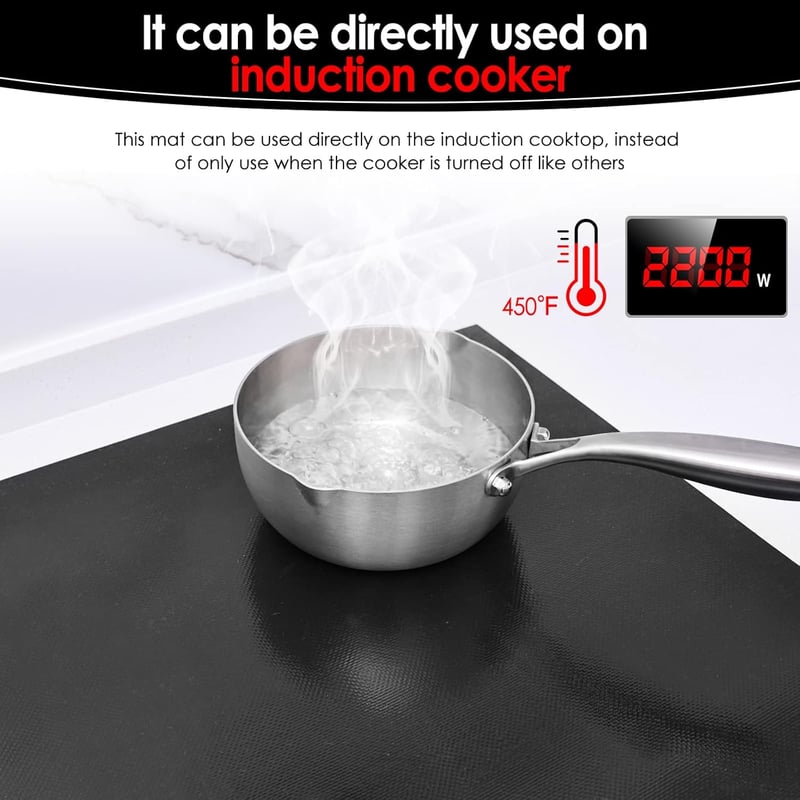 KitchenRaku Nagy Indukciós Védőalátét, Mágneses Szilikon Főzőlap Védő, Karcálló Hőálló Konyhai Alátét Indukciós Tűzhelyhez, 52 x 78 cm, Feke