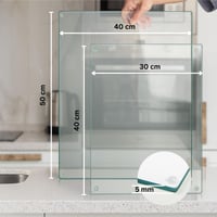 Tocător de bucătărie din sticlă Kitchenville 50x40 cm - Sticlă securizată, rezistentă la căldură, anti-zgârieturi și anti-alunecare - Design transparent - Protecție pentru blatul de lucru din bucătărie 4