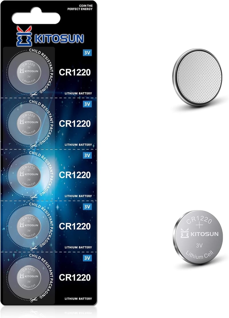Kitosun CR1220 3V Lítium Gombelem Csomag - Casio G-Shock, Canon Fényképezőgép, LED Nyaklánc Elemcsere