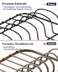 Kitsure stalak za sušenje posuđa za kuhinjsku radnu ploču s držačem za pribor za jelo, nehrđajući, s rotirajućim nosačem, 46,5 x 30,5 x 14 cm, crni 5