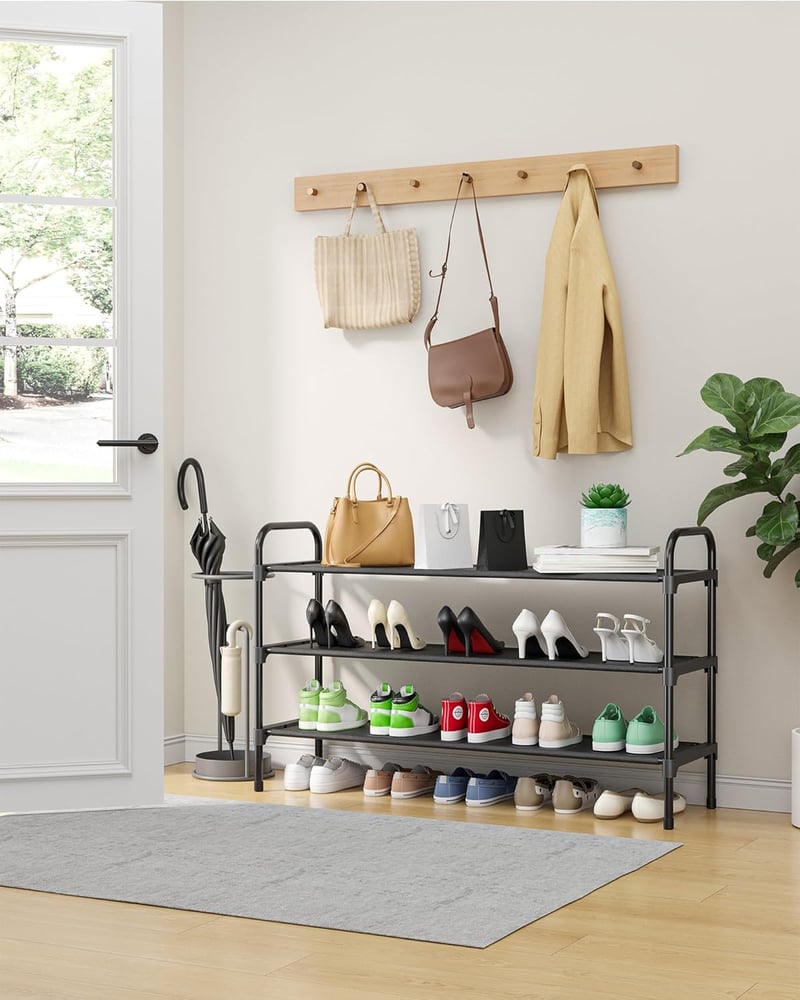 Kitsure Hosszabbított Cipőtartó Előszobához, Kompakt, Fekete