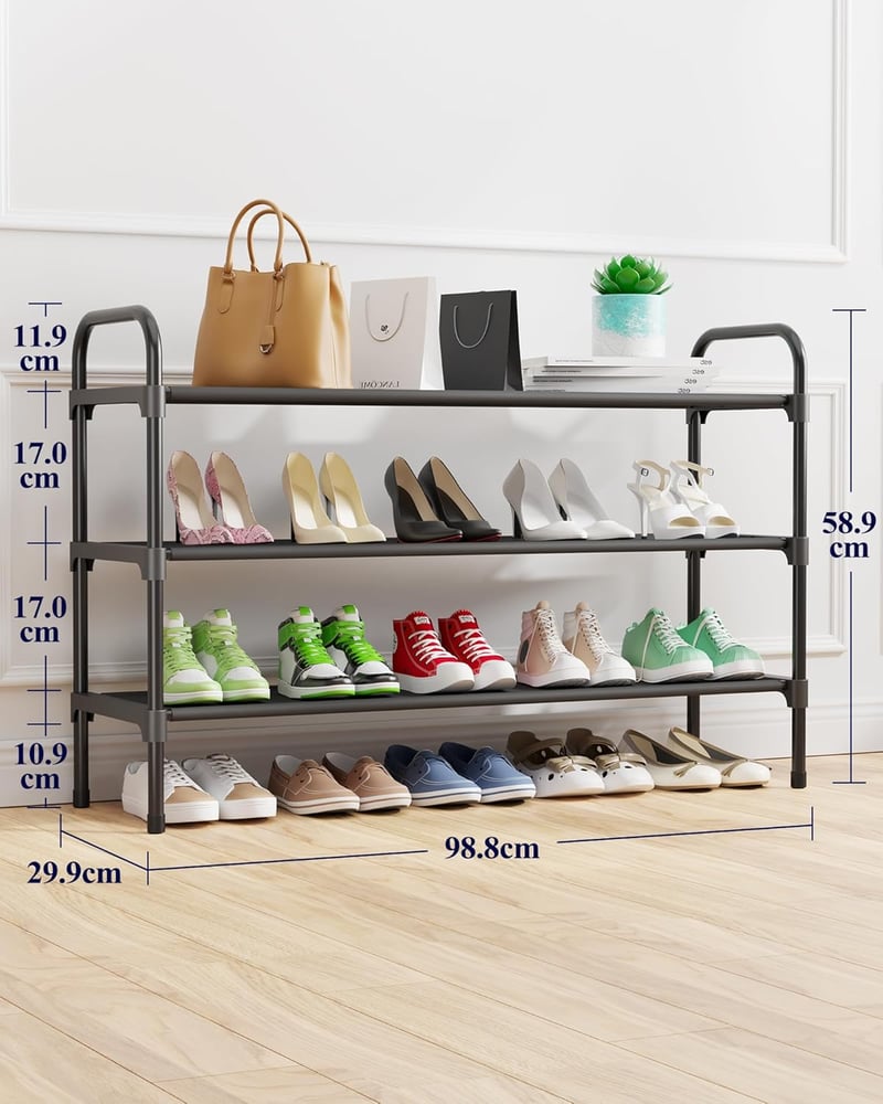 Kitsure Hosszabbított Cipőtartó Előszobához, Kompakt, Fekete