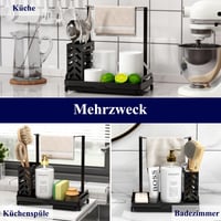 Kitsure Organizér na kuchynský drez – Nerezový držiak na špongiu s odnímateľnou miskou, čierny, stredný (22x13,6x22,7 cm) 4