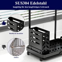 Kitsure Organizér na kuchynský drez – Nerezový držiak na špongiu s odnímateľnou miskou, čierny, stredný (22x13,6x22,7 cm) 5