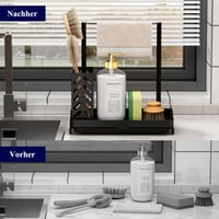 Kitsure Organizér na kuchynský drez – Nerezový držiak na špongiu s odnímateľnou miskou, čierny, stredný (22x13,6x22,7 cm) 6
