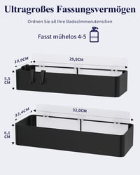 Kitsure Zuhanyzó Polc Fúrás Nélkül 2db Rozsdamentes Fürdőszoba Szervező - Large, Black 3