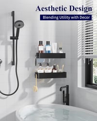 Kitsure Zuhanyzó Polc Fúrás Nélkül 2db Rozsdamentes Fürdőszoba Szervező - Large, Black 2