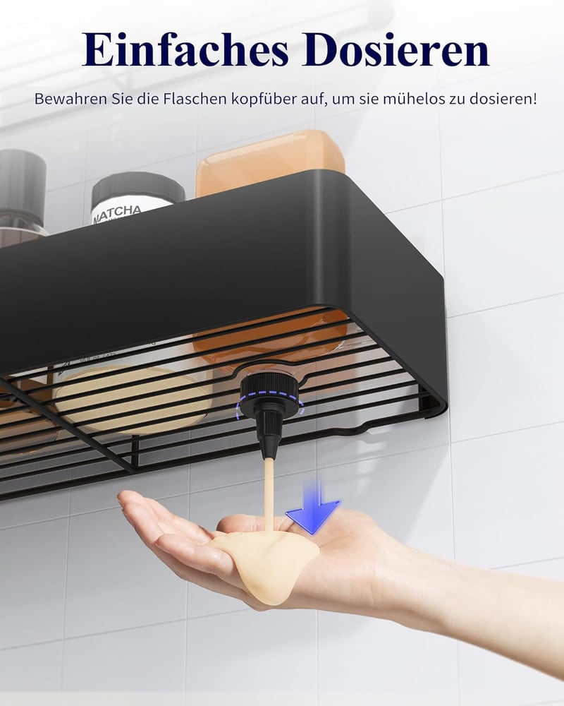 Kitsure Zuhanyzó Polc Fúrás Nélkül 2db Rozsdamentes Fürdőszoba Szervező - Large, Black
