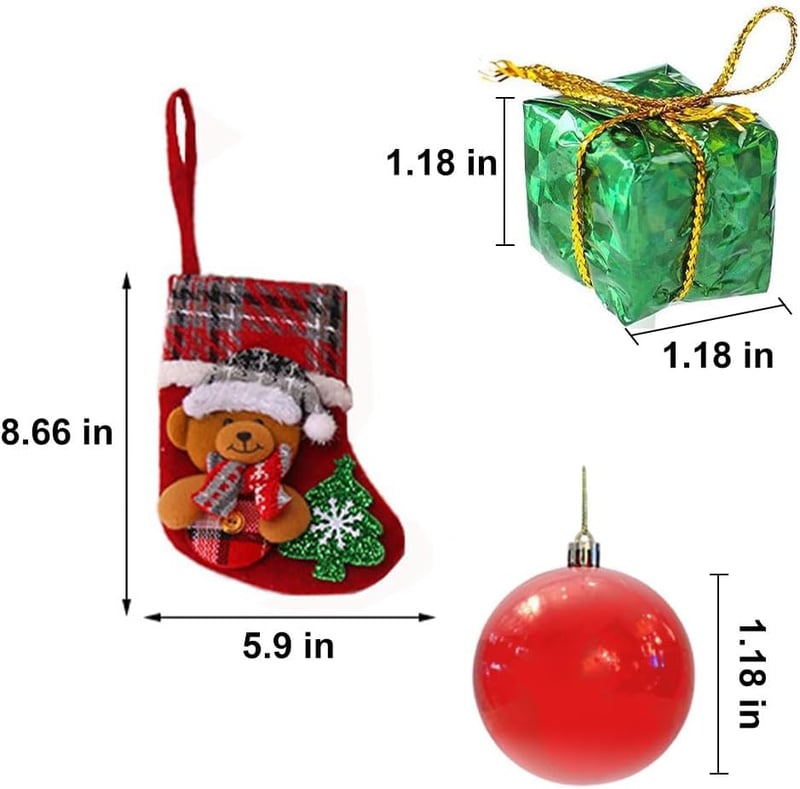 Kiuiom Karácsonyi Dekoráció Szett 4 Darab Zokni Díszítés Baubles Ajándékdoboz