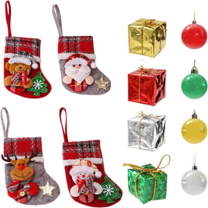 Kiuiom Karácsonyi Dekoráció Szett 4 Darab Zokni Díszítés Baubles Ajándékdoboz
