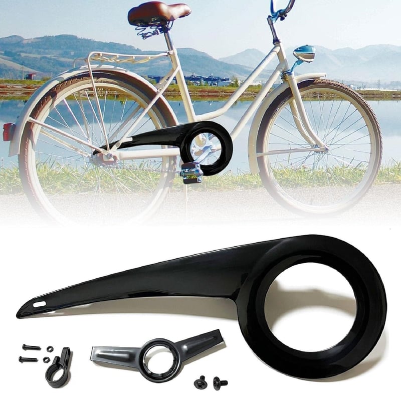 Plastový kryt na reťaz bicykla Kiuiom, pre horský bicykel, pre prevodníky 32-38T, 48x18 cm, čierny