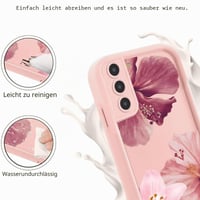 Kryt na Samsung Galaxy S21 FE 5G, 6,7-palcový, ružový kvetinový vzor, nárazuvzdorné silikónové TPU ochranné puzdro s ochranou fotoaparátu pre dievčatá 6