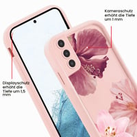 Kryt na Samsung Galaxy S21 FE 5G, 6,7-palcový, ružový kvetinový vzor, nárazuvzdorné silikónové TPU ochranné puzdro s ochranou fotoaparátu pre dievčatá 3