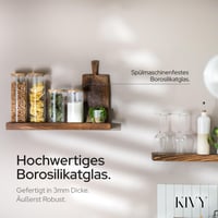 Set 4 Recipiente din Sticlă KIVY cu Capac din Bambus, 1200 ml - Borcane Etanșe fără BPA pentru Cereale și Alimente 3