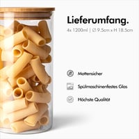 Set 4 Recipiente din Sticlă KIVY cu Capac din Bambus, 1200 ml - Borcane Etanșe fără BPA pentru Cereale și Alimente 5