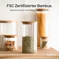 Set 4 Recipiente din Sticlă KIVY cu Capac din Bambus, 1200 ml - Borcane Etanșe fără BPA pentru Cereale și Alimente 7