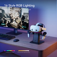 Magnetická nabíjacia stanica KIWI design RGB pre Meta Quest 3S/3/2/Pro VR headset a ovládače, vertikálny dok 4