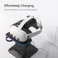 Magnetická nabíjacia stanica KIWI design RGB pre Meta Quest 3S/3/2/Pro VR headset a ovládače, vertikálny dok 3