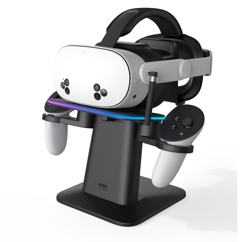 Magnetická nabíjacia stanica KIWI design RGB pre Meta Quest 3S/3/2/Pro VR headset a ovládače, vertikálny dok