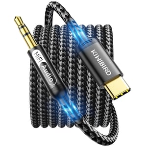 KiwiBird USB-C – 3,5 mm jack audio kábel s HiFi DAC – sivý – 1,2 m