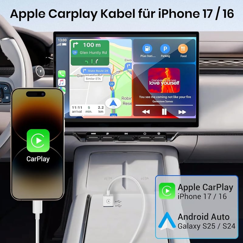 KiwiBird USB-C kábel iPhone 17 16 CarPlay töltéshez, 1m fehér nylon