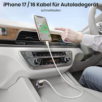 KiwiBird USB-C kábel iPhone 17 16 CarPlay töltéshez, 1m fehér nylon 5