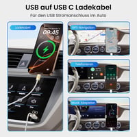 KiwiBird USB-C kábel iPhone 17 16 CarPlay töltéshez, 1m fehér nylon 6