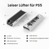 Ventilator de răcire silențios KIWIHOME pentru PS5 2020 cu reglare automată a turației, port USB 3.0 și lumină LED, alb (nu este compatibil cu PS5 Slim sau Pro) 9