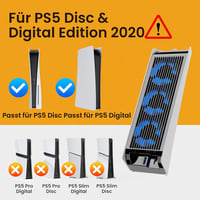 Ventilator de răcire silențios KIWIHOME pentru PS5 2020 cu reglare automată a turației, port USB 3.0 și lumină LED, alb (nu este compatibil cu PS5 Slim sau Pro) 2