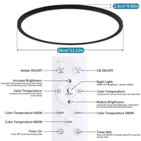 KIWIVIC 50W LED mennyezeti lámpa lapos kivitel 59 cm átmérő dimmelhető 1800K éjszakai fénnyel 8