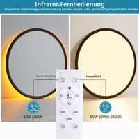 KIWIVIC 50W LED mennyezeti lámpa lapos kivitel 59 cm átmérő dimmelhető 1800K éjszakai fénnyel 7