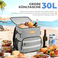Rucsac frigorific pliabil Kiximay 30L, geantă termoizolantă mare, coș frigorific, păstrează rece 24+ ore, impermeabil, pentru picnic, camping, plajă, grătar 2