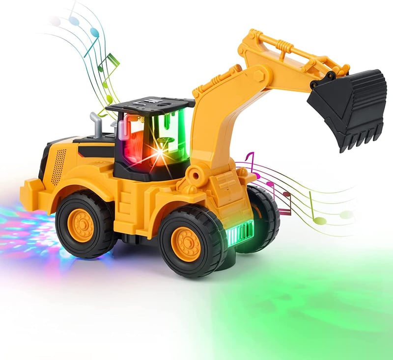 Detské rýpadlo Kiztoys so zvukom a svetlom, automatický pohyb, stavebné vozidlo pre deti od 3 do 7 rokov