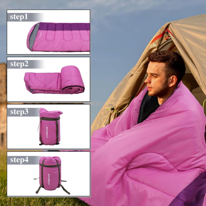 KKHBD XL Hálózsák 10°C Felnőtt Kempingzsák 3-4 Évszak Mosható 220x85cm